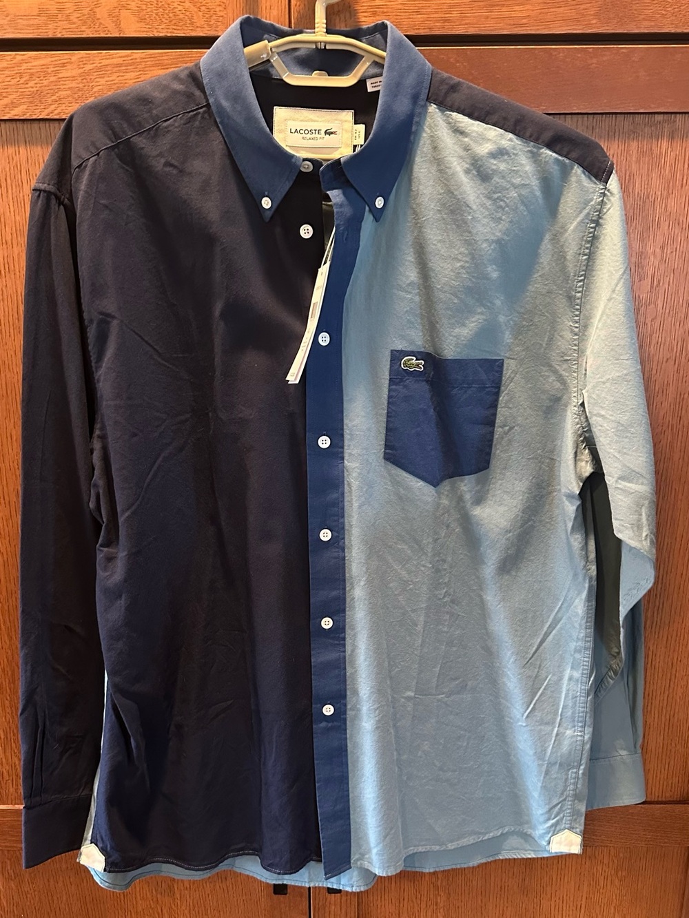 Lacoste Long Sleeve Colorblock Shirt. Size Large.